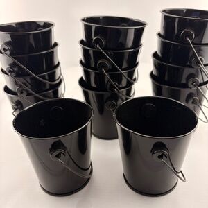 3"x3" Small Black Metal Buckets with Handle, 26 Pcs Mini Galvanized Stackable